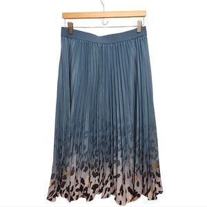 Kate Kasim Aline Flare Pleated Leopard Print Skirt Size XL